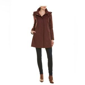 Elegant Burgundy Trench Coat, Winter Coat, Rain Coat with Hoodie